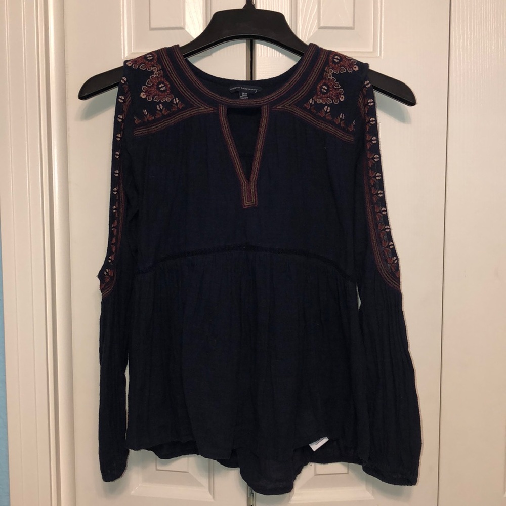 American Eagle Cold Shoulder Long Sleeve Blouse